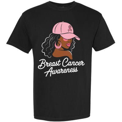 Breast Cancer Black Hair Hat Garment-Dyed Heavyweight T-Shirt