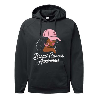 Breast Cancer Black Hair Hat Performance Fleece Hoodie