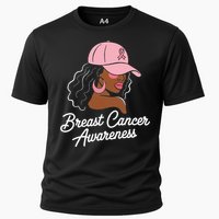 Breast Cancer Black Hair Hat Cooling Performance Crew T-Shirt