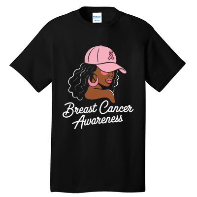 Breast Cancer Black Hair Hat Tall T-Shirt