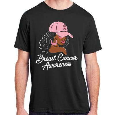 Breast Cancer Black Hair Hat Adult ChromaSoft Performance T-Shirt