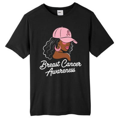 Breast Cancer Black Hair Hat Tall Fusion ChromaSoft Performance T-Shirt