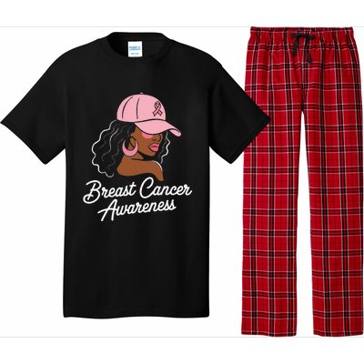 Breast Cancer Black Hair Hat Pajama Set