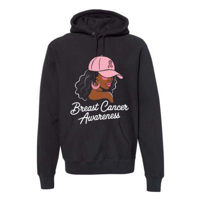 Breast Cancer Black Hair Hat Premium Hoodie