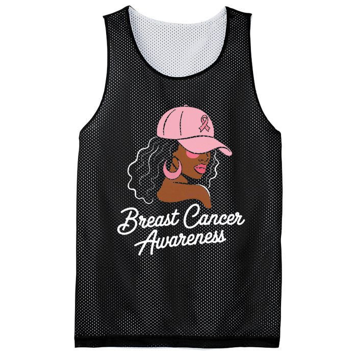 Breast Cancer Black Hair Hat Mesh Reversible Basketball Jersey Tank