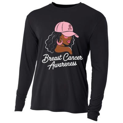 Breast Cancer Black Hair Hat Cooling Performance Long Sleeve Crew