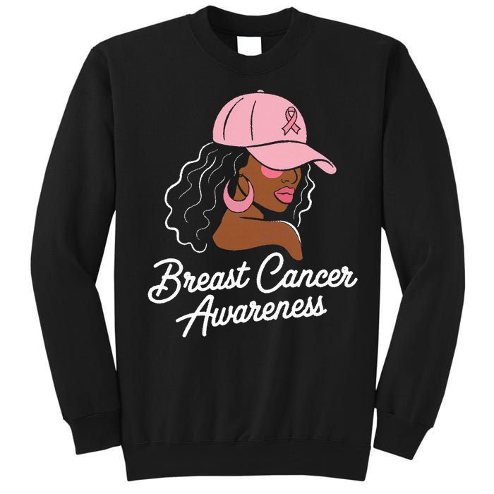 Breast Cancer Black Hair Hat Tall Sweatshirt