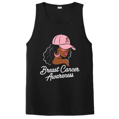 Breast Cancer Black Hair Hat PosiCharge Competitor Tank