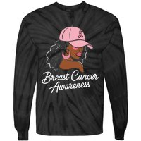 Breast Cancer Black Hair Hat Tie-Dye Long Sleeve Shirt