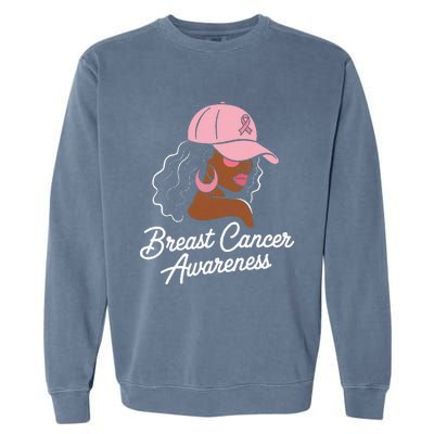 Breast Cancer Black Hair Hat Garment-Dyed Sweatshirt