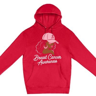 Breast Cancer Black Hair Hat Premium Pullover Hoodie