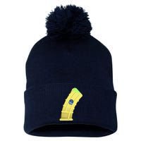 Banana Clip Pom Pom 12in Knit Beanie