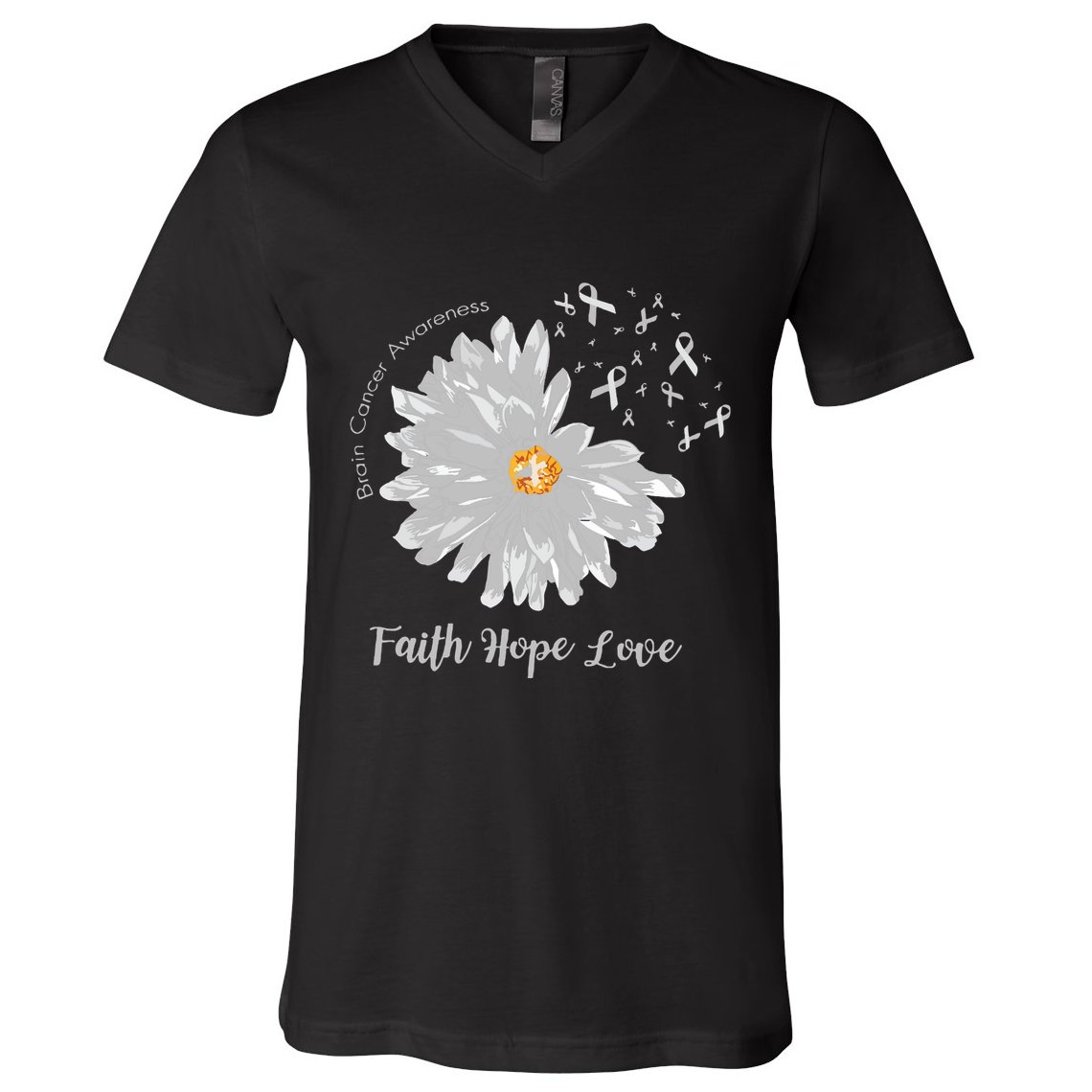 Brain Cancer Brain Cancer Awareness V-Neck T-Shirt