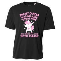 Breast Cancer Bitch Please Quote Funny Unicorn Cooling Performance Crew T-Shirt