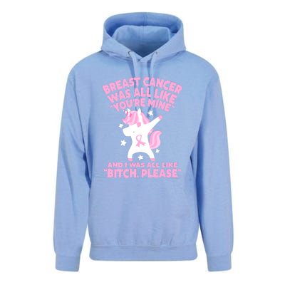 Breast Cancer Bitch Please Quote Funny Unicorn Unisex Surf Hoodie