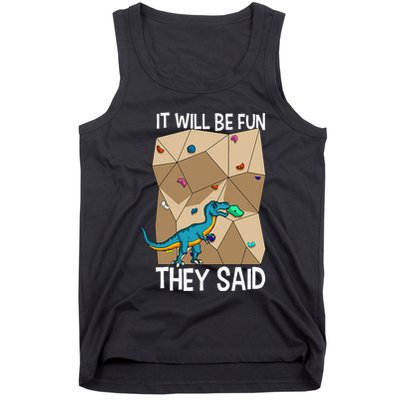 Bouldering Climber Boulderer Artificial Dinosaur Climbing Tank Top