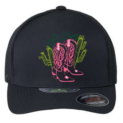 Boats Cowgirl Baby Doll Western Pink Cactus Girl Flexfit Unipanel Trucker Cap