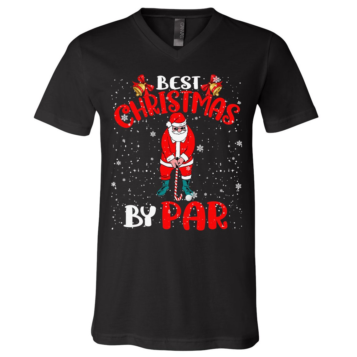 Best Christmas By Par Ugly Christmas Golf Santa Claus V-Neck T-Shirt