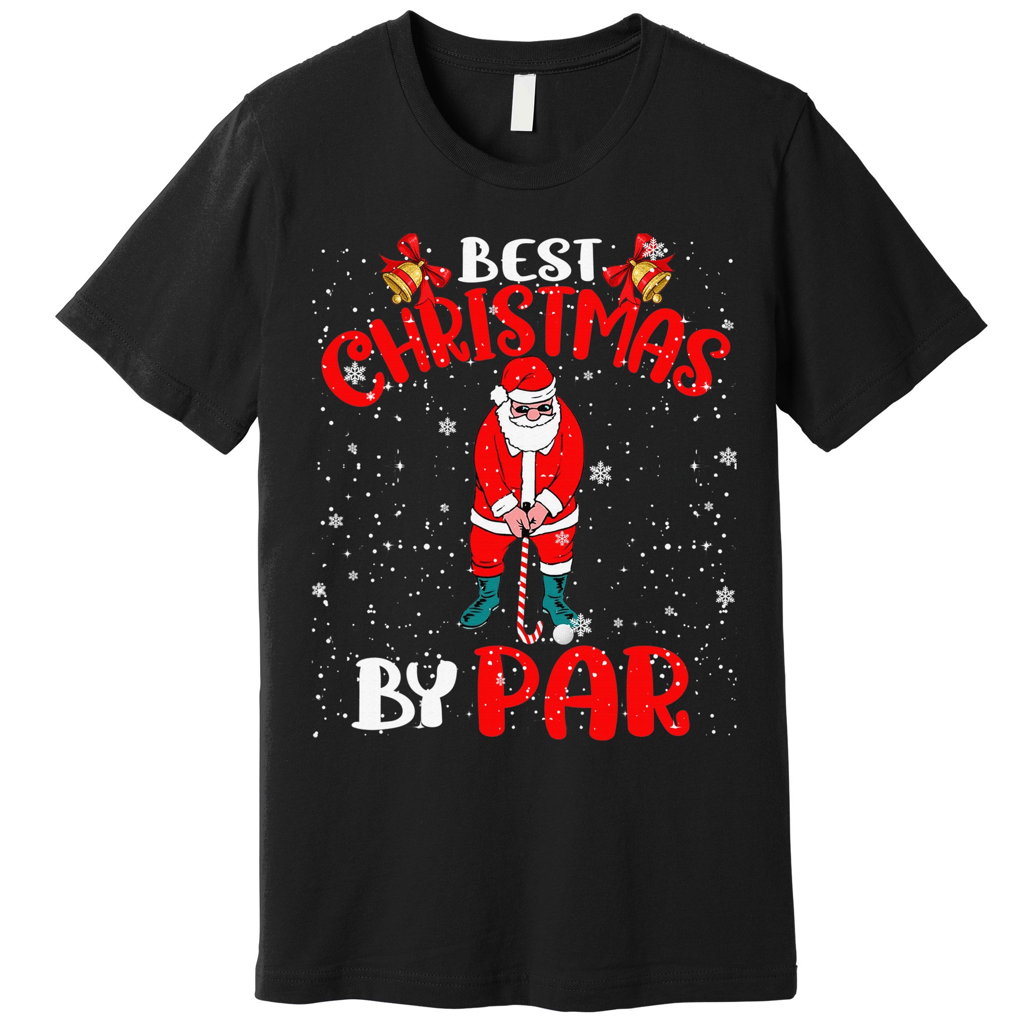 Best Christmas By Par Ugly Christmas Golf Santa Claus Premium T-Shirt