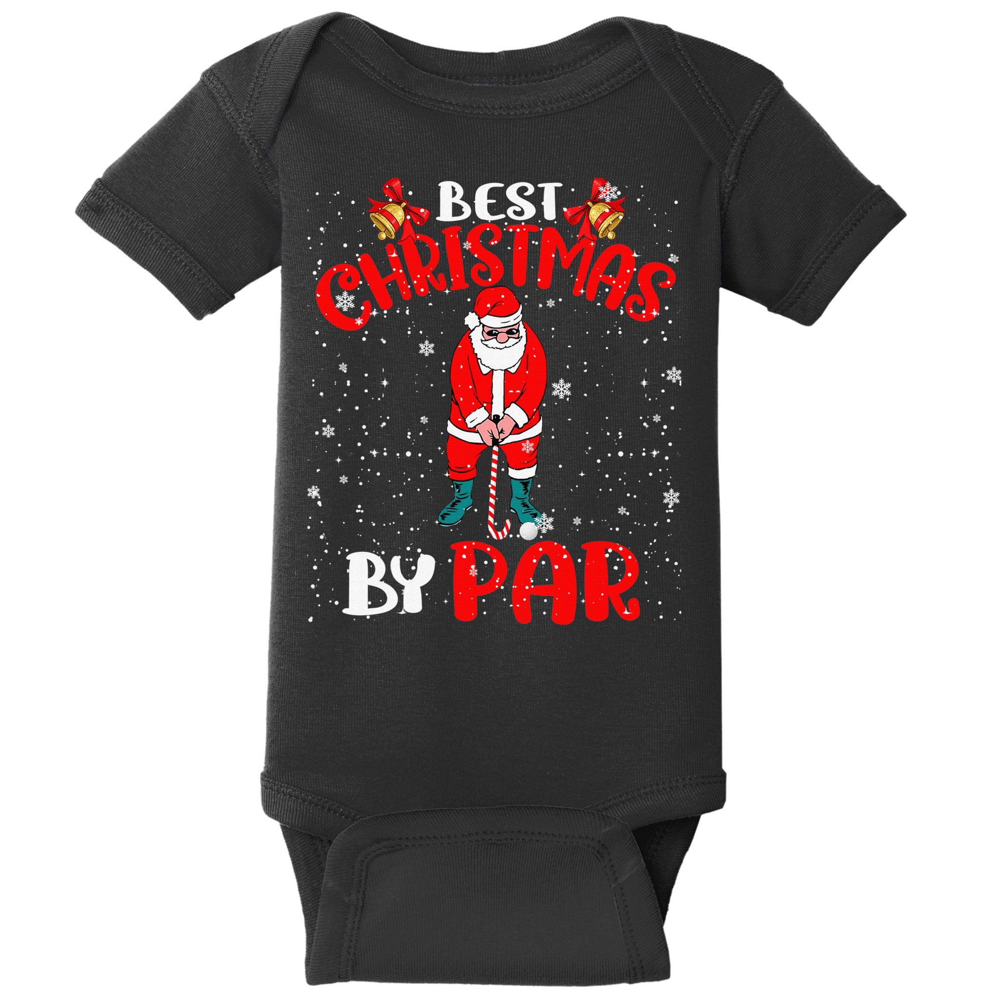 Best Christmas By Par Ugly Christmas Golf Santa Claus Baby Bodysuit