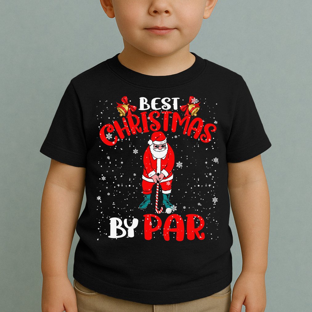 Best Christmas By Par Ugly Christmas Golf Santa Claus Toddler T-Shirt