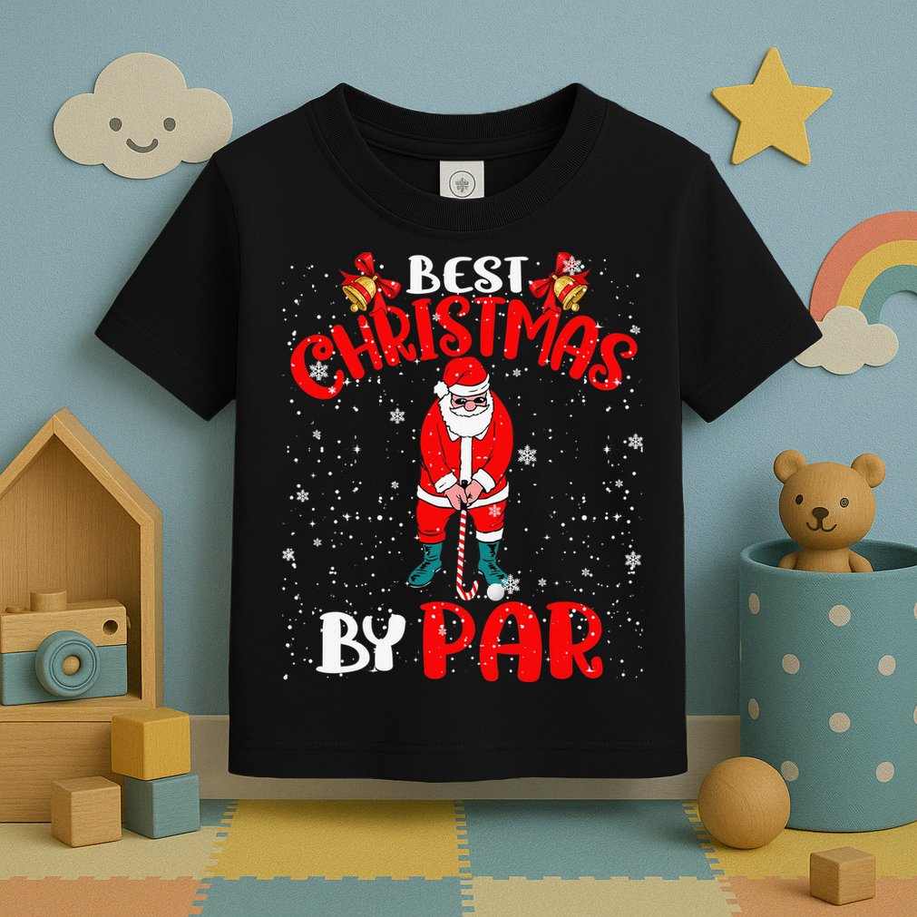 Best Christmas By Par Ugly Christmas Golf Santa Claus Toddler T-Shirt