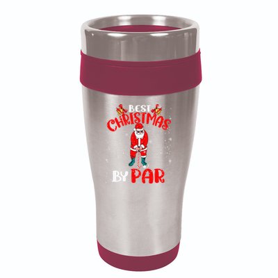 Best Christmas By Par Ugly Christmas Golf Santa Claus 16oz Travel Tumbler