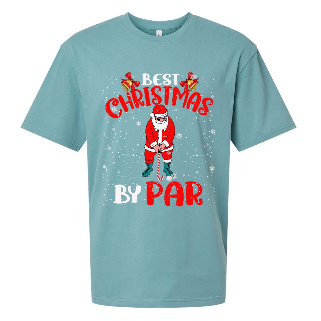 Best Christmas By Par Ugly Christmas Golf Santa Claus Sueded Cloud Jersey T-Shirt