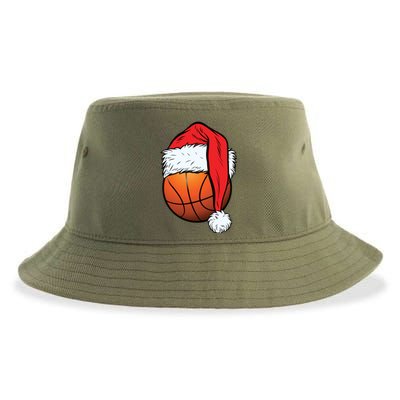 Basketball Christmas Ball Santa Hat Xmas Sport Cool Gift Sustainable Bucket Hat