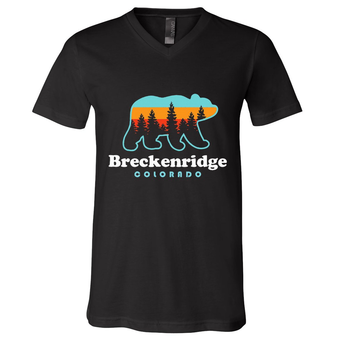 Breckenridge Colorado Bear Mountains Trees V-Neck T-Shirt