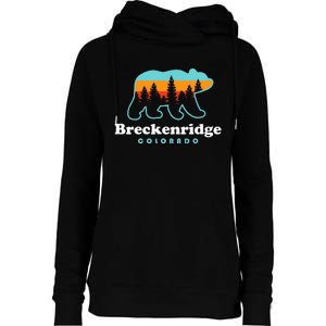 Breckenridge Colorado Bear Mountains Trees Womens Funnel Neck Pullover Hood