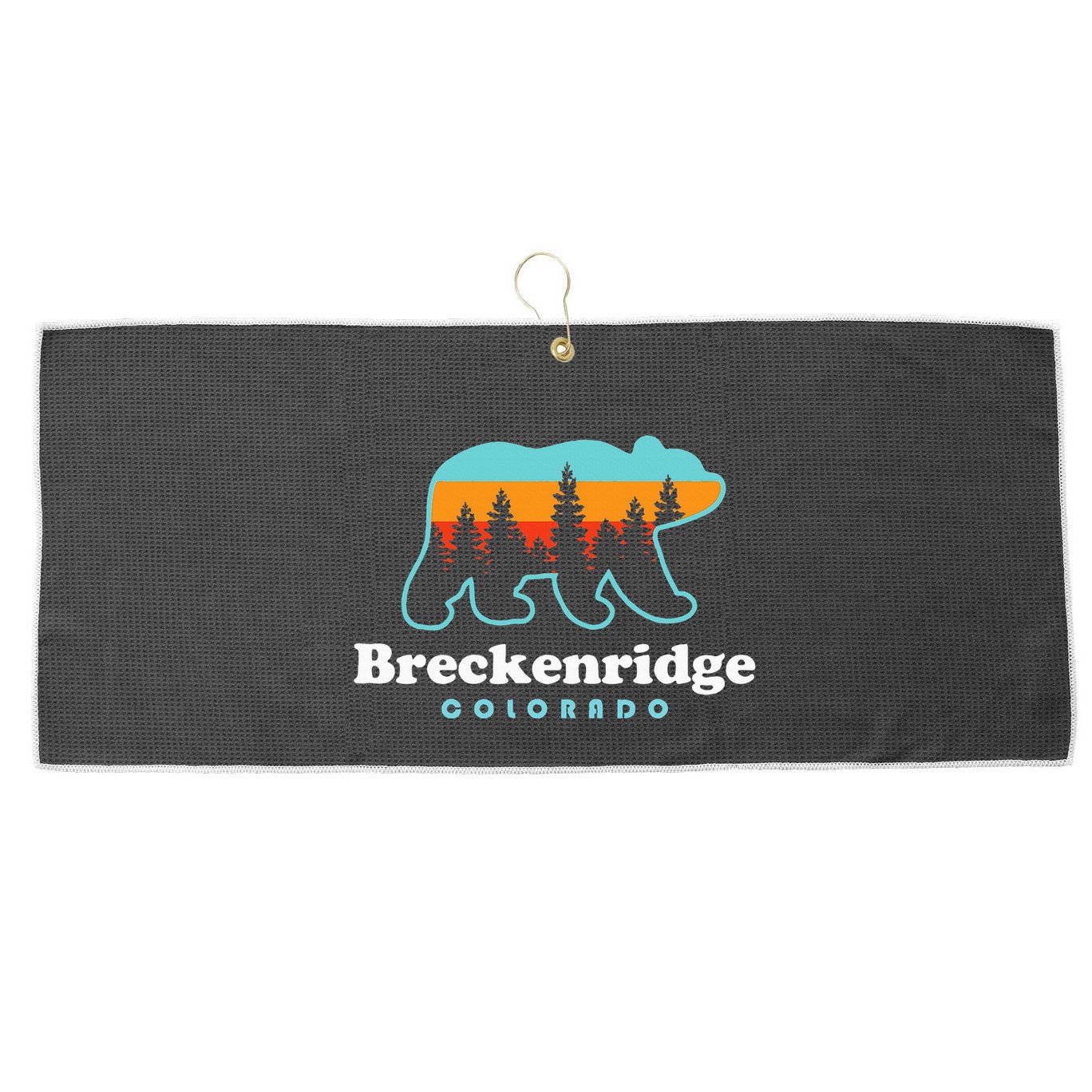 Breckenridge Colorado Bear Mountains Trees Large Microfiber Waffle Golf Towel