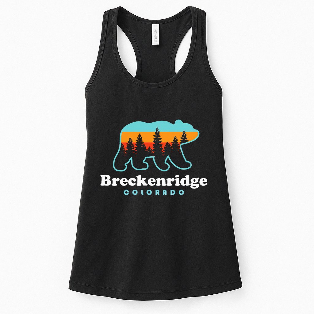 Breckenridge Colorado Bear Mountains Trees Womens Tank Top