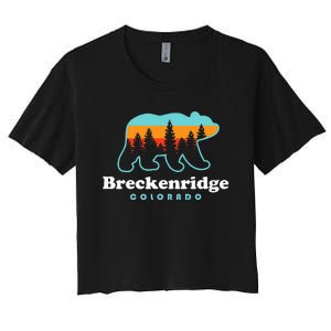 Breckenridge Colorado Bear Mountains Trees Women's Crop Top Tee