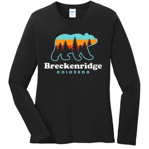 Breckenridge Colorado Bear Mountains Trees Ladies Long Sleeve Shirt