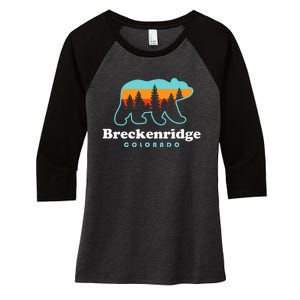 Breckenridge Colorado Bear Mountains Trees Women's Tri-Blend 3/4-Sleeve Raglan Shirt