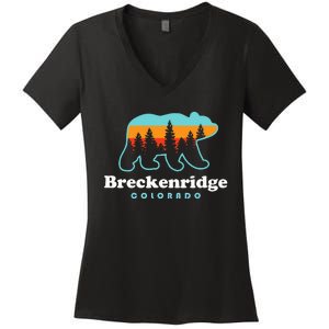 Breckenridge Colorado Bear Mountains Trees Women's V-Neck T-Shirt