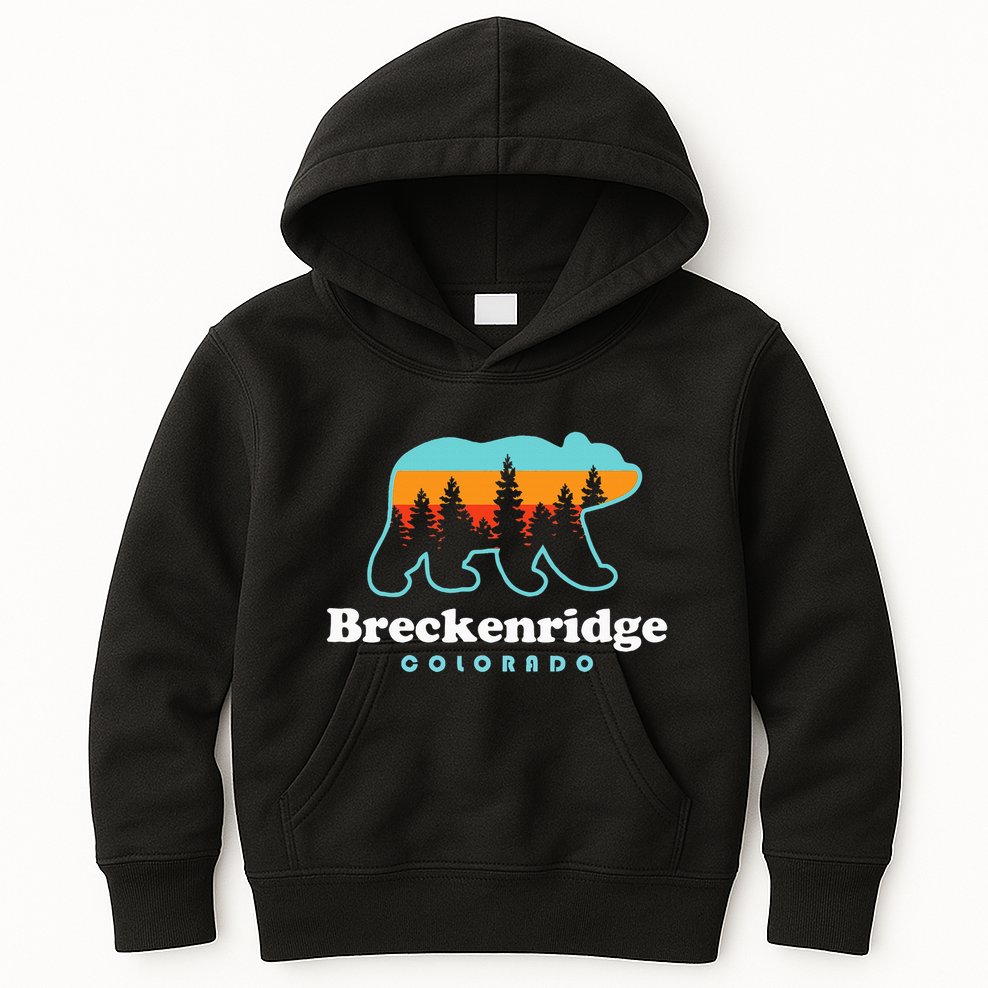Breckenridge Colorado Bear Mountains Trees Kids Hoodie