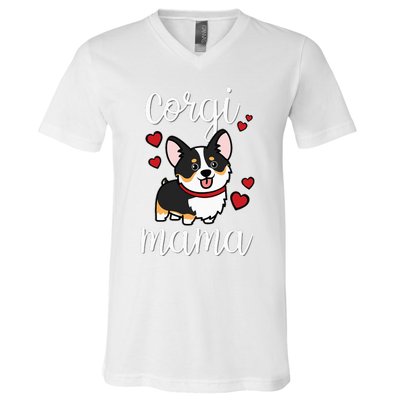 Black Corgi V-Neck T-Shirt