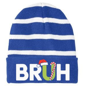 Bruh Christmas Striped Beanie with Solid Band