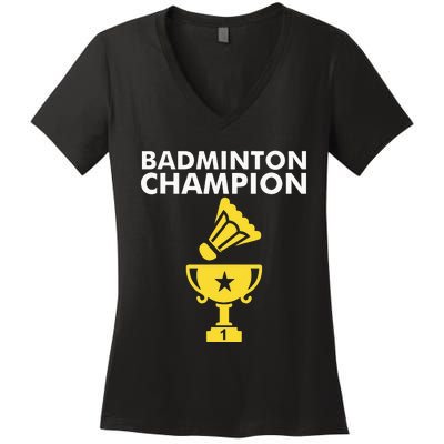 Badminton Champion Birdie Women's V-Neck T-Shirt