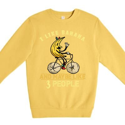 Banana Cycling Bike I Like Banana Summer Fruit Banana Lover Gift Premium Crewneck Sweatshirt