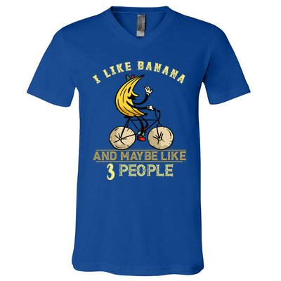 Banana Cycling Bike I Like Banana Summer Fruit Banana Lover Gift V-Neck T-Shirt