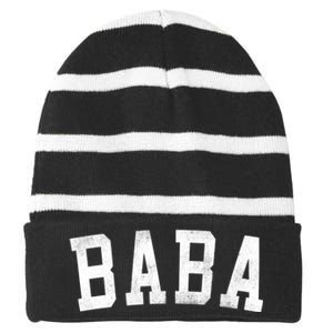 Baba Classic Bold Font FatherS Day Baba Striped Beanie with Solid Band