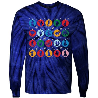 Broadways Christmas Bulbs Ornament Lights Xmas Design Tie-Dye Long Sleeve Shirt