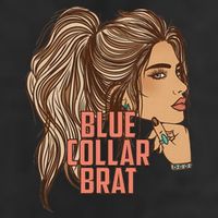 Blue Collar Brat Funny Design 7 Panel Mesh Trucker Snapback Hat