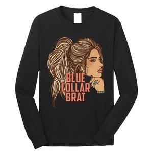 Blue Collar Brat Funny Design Long Sleeve Shirt