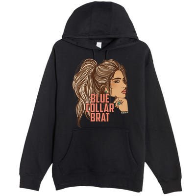 Blue Collar Brat Funny Design Premium Pullover Hoodie