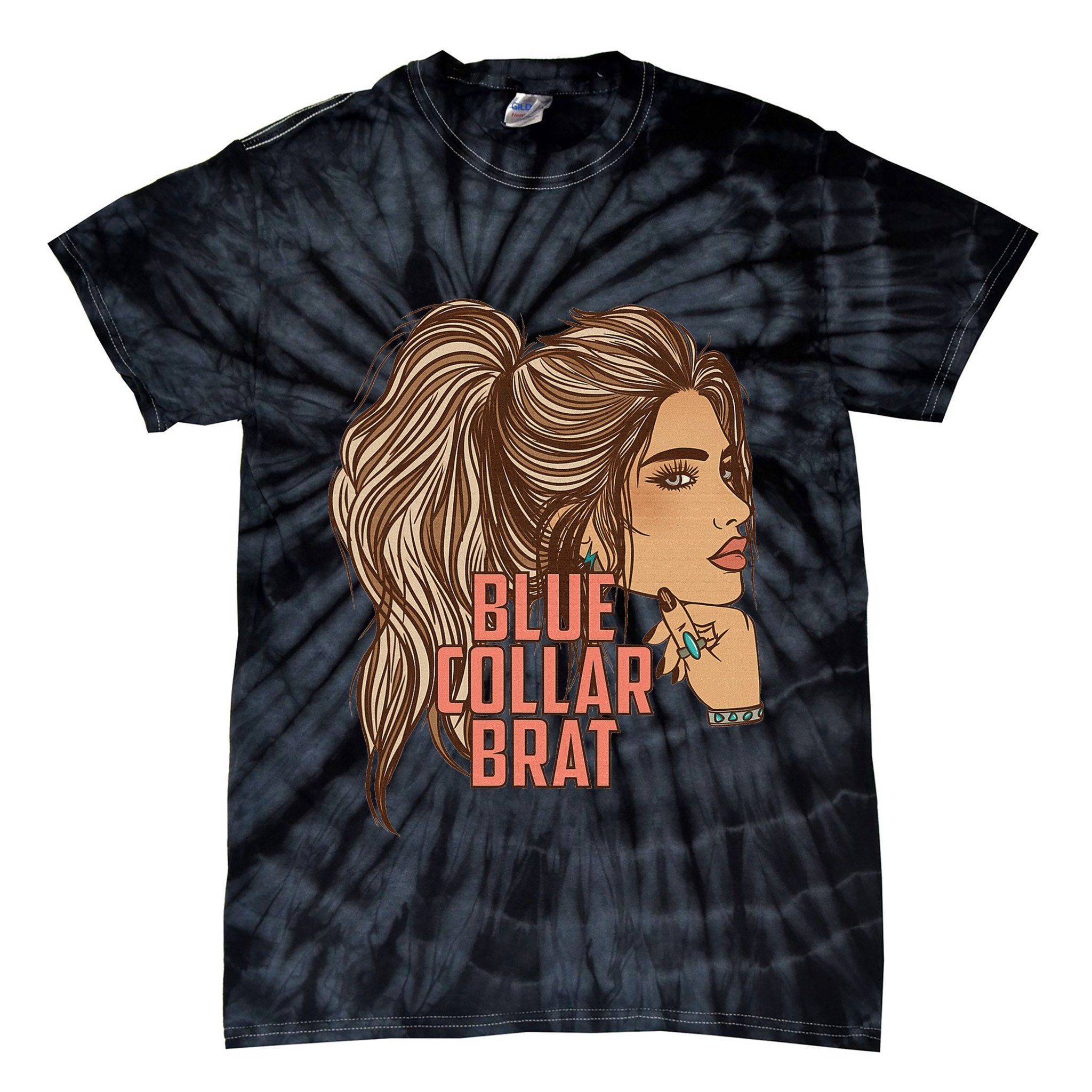 Blue Collar Brat Funny Design Tie-Dye T-Shirt
