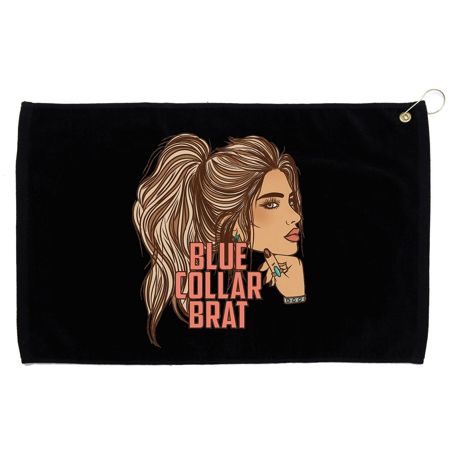 Blue Collar Brat Funny Design Grommeted Golf Towel